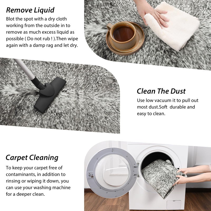 Rtizon Faux Cowhide Rug for Living Room, 4.6 x 5.2 Feet Grey, Cow Print Skins Rug for Bedroom, Premium Faux Fur Animal Cow Hide Rugs Carpet for Western Decor - Image 3